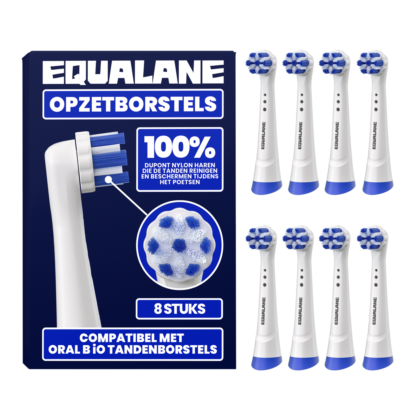 Universele opzetborstels geschikt voor Oral B iO tandenborstels - Normale Borstelharen - Wit - 8 Stuks