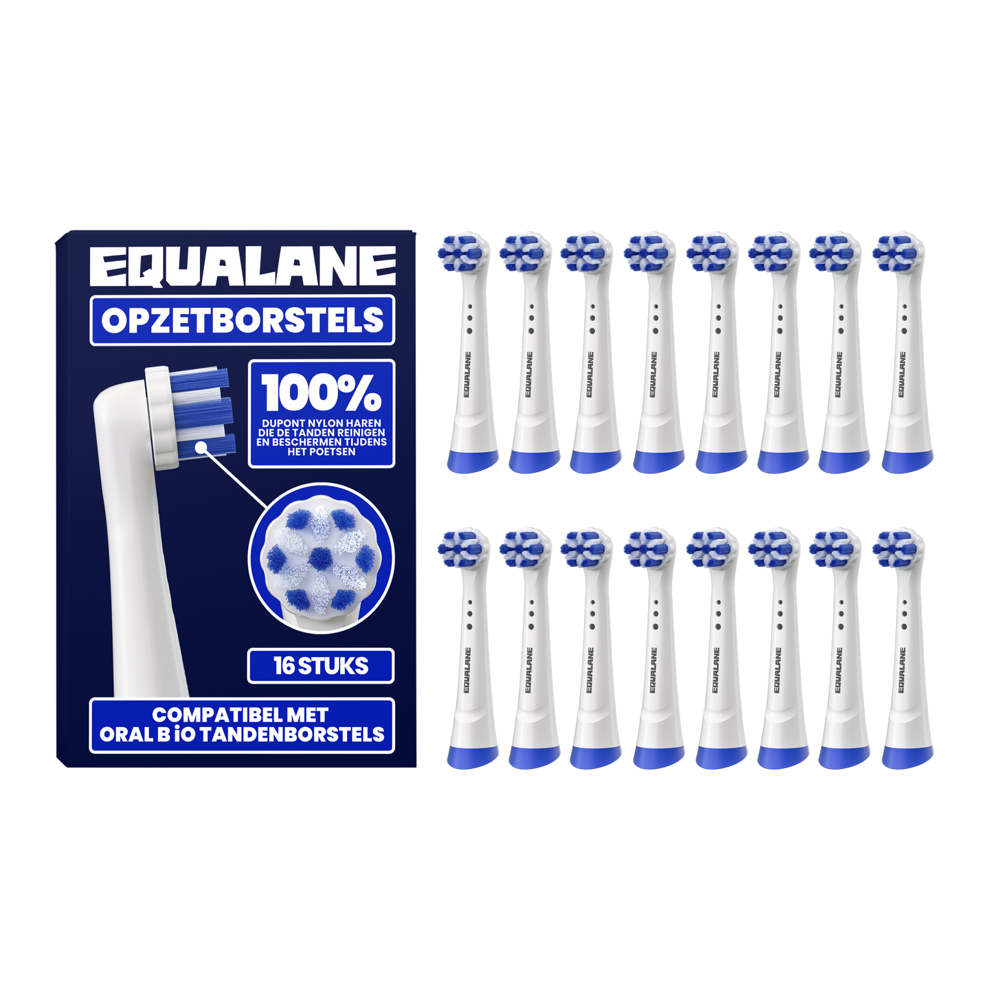 Opzetborstels geschikt voor Oral-B iO - Normale Borstelharen - Wit - 16 Stuks