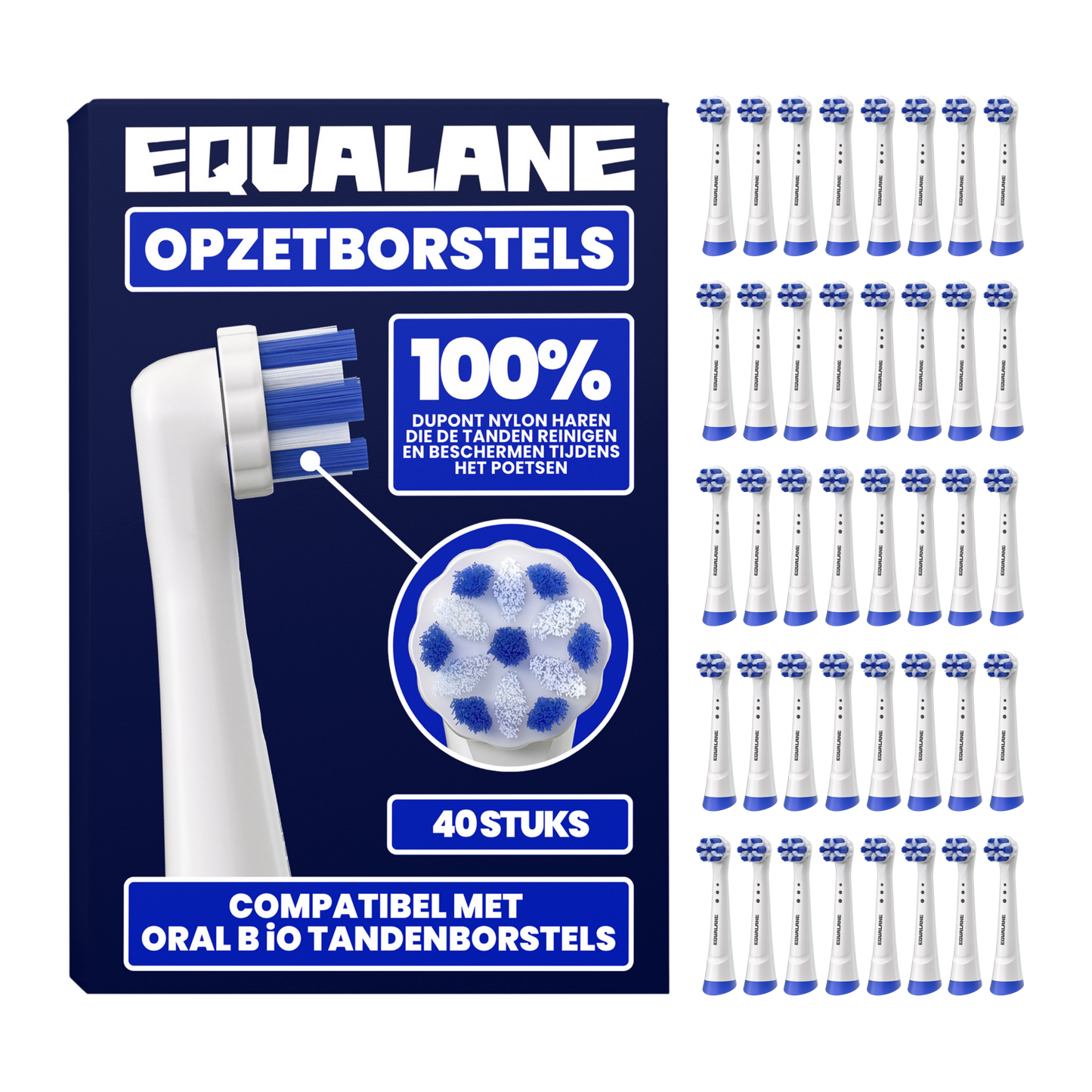 Opzetborstels geschikt voor Oral-B iO - Normale Borstelharen - Wit - 40 Stuks