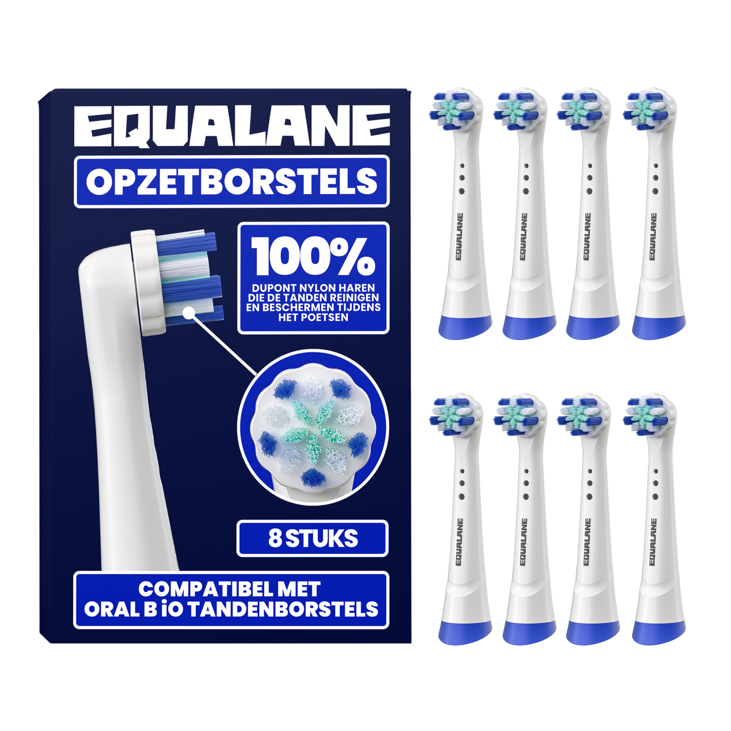 Universele opzetborstels geschikt voor Oral B iO tandenborstels - Zachte Borstelharen - Wit - 8 Stuks