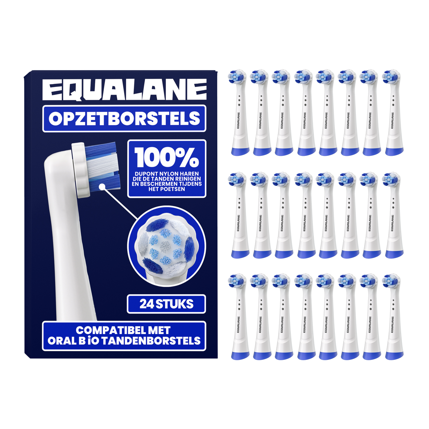 Universele opzetborstels geschikt voor Oral B iO tandenborstels - Schuine Borstelharen - Wit - 24 Stuks