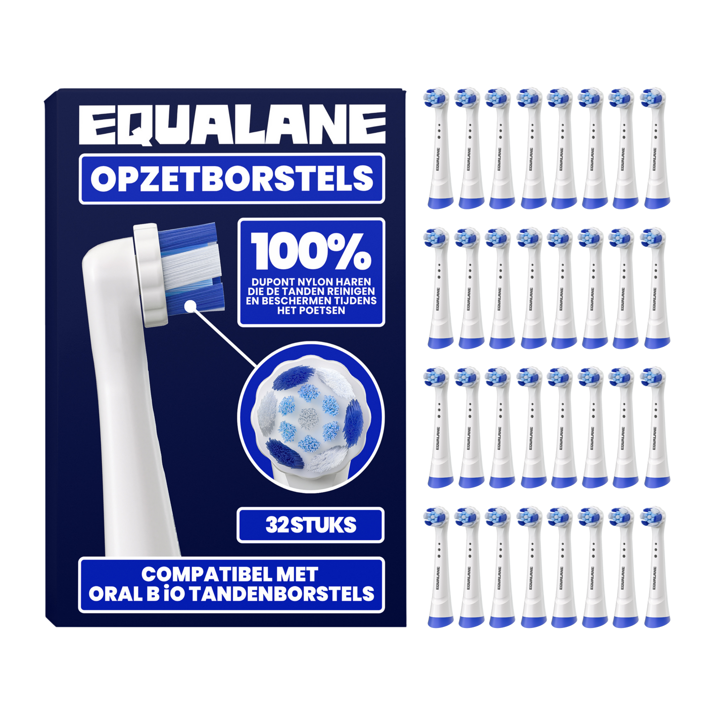 Opzetborstels geschikt voor Oral-B iO - Schuine Borstelharen - Wit - 32 Stuks