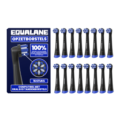 Opzetborstels geschikt voor Oral-B iO - Normale Borstelharen - Zwart - 16 Stuks