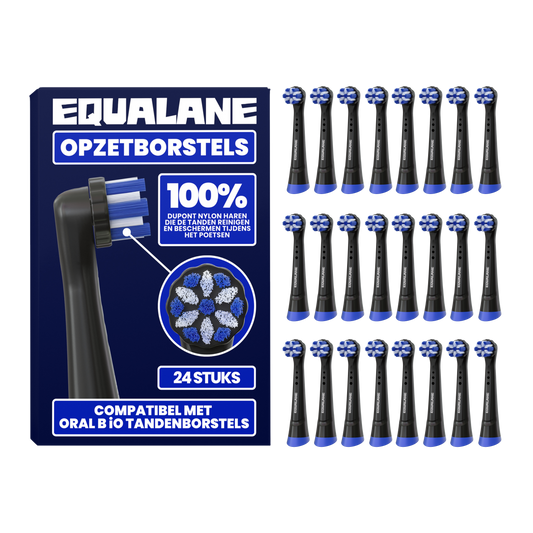 Universele opzetborstels geschikt voor Oral B iO tandenborstels - Normale Borstelharen - Zwart - 24 Stuks