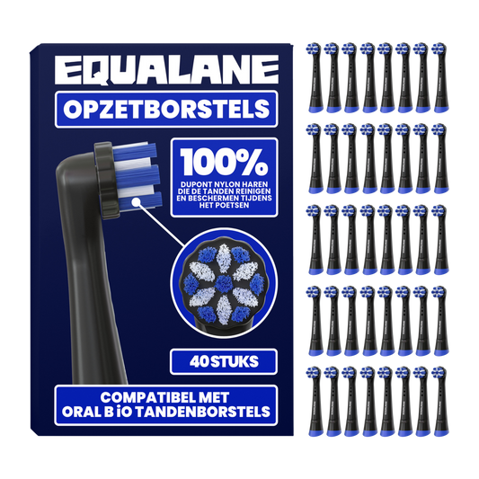 Opzetborstels geschikt voor Oral-B iO - Normale Borstelharen - Zwart - 40 Stuks