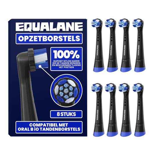 Universele opzetborstels geschikt voor Oral B iO tandenborstels - Schuine Borstelharen - Zwart - 8 Stuks