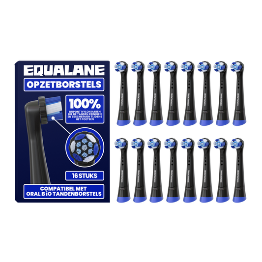 Universele opzetborstels geschikt voor Oral B iO tandenborstels - Schuine Borstelharen - Zwart - 16 Stuks