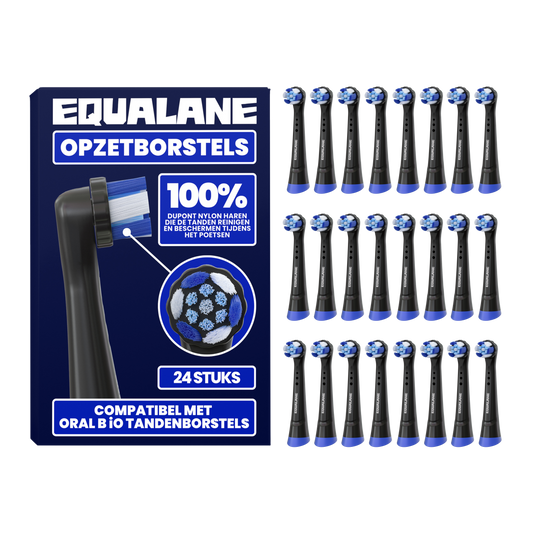 Universele opzetborstels geschikt voor Oral B iO tandenborstels - Schuine Borstelharen - Zwart - 24 Stuks