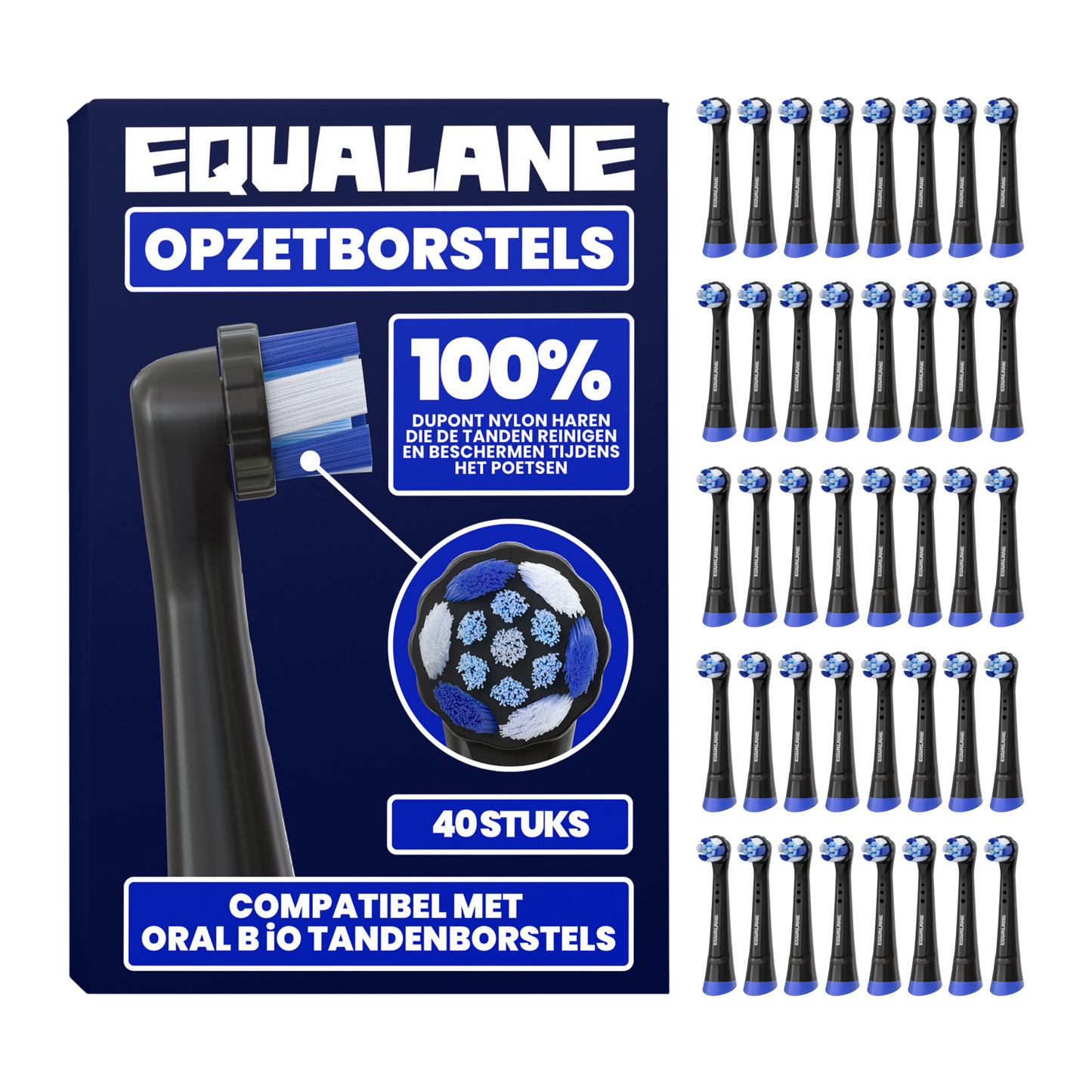 Opzetborstels geschikt voor Oral-B iO - Schuine Borstelharen - Zwart - 40 Stuks