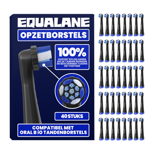 Opzetborstels geschikt voor Oral-B iO - Schuine Borstelharen - Zwart - 40 Stuks
