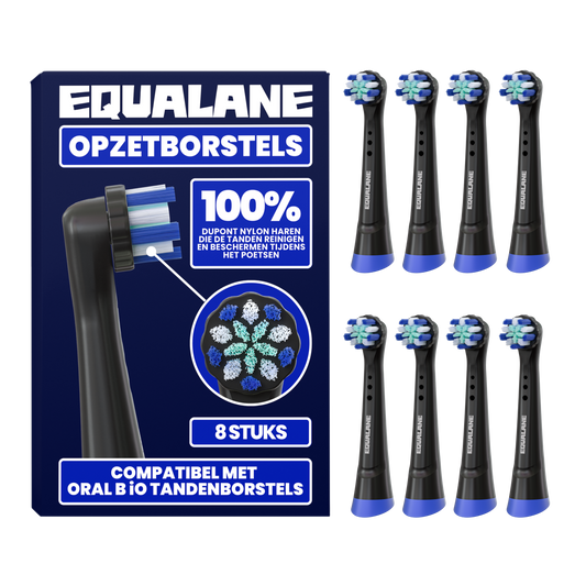 Universele opzetborstels geschikt voor Oral B iO tandenborstels - Zachte Borstelharen - Zwart - 8 Stuks
