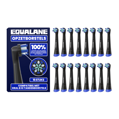 Opzetborstels geschikt voor Oral-B iO - Zachte Borstelharen - Zwart - 16 Stuks
