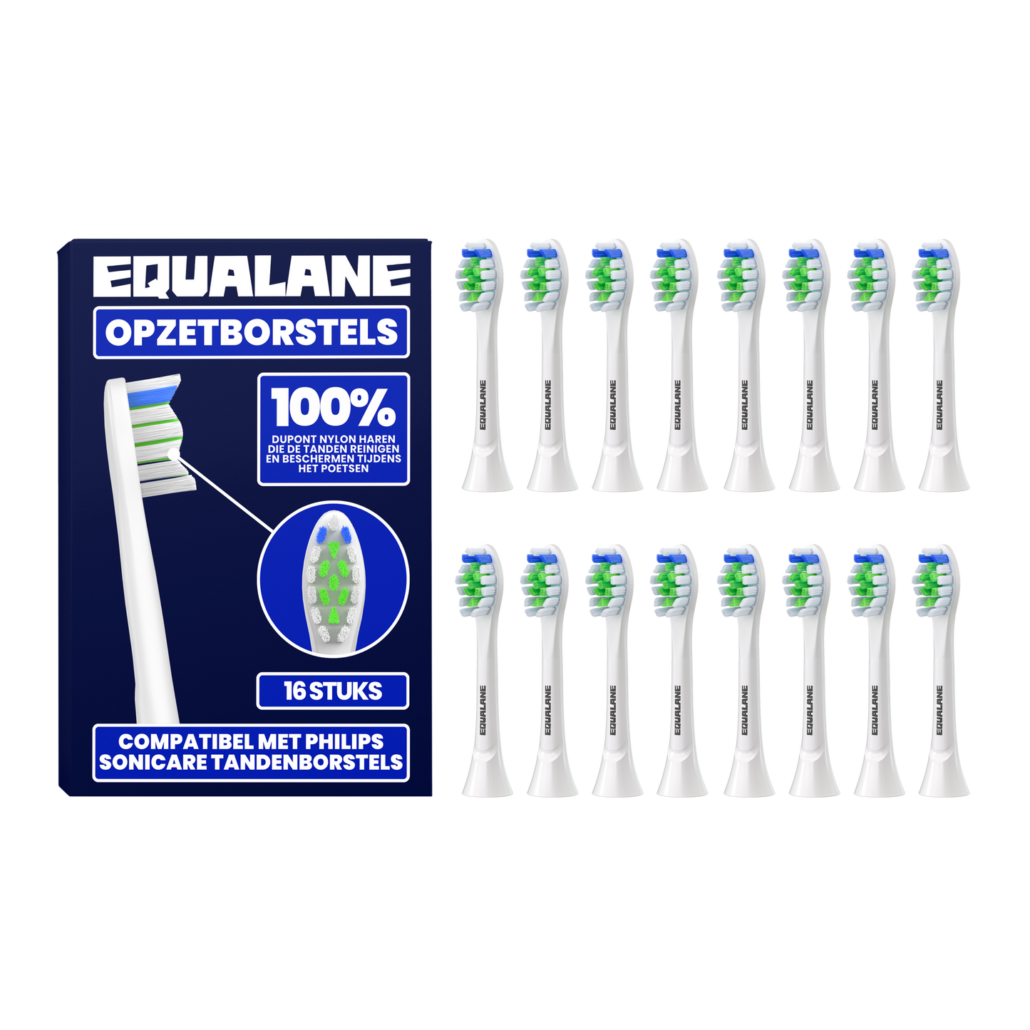 Universele opzetborstels geschikt voor Philips Sonicare tandenborstels - Normale Borstelharen - Wit - 16 Stuks
