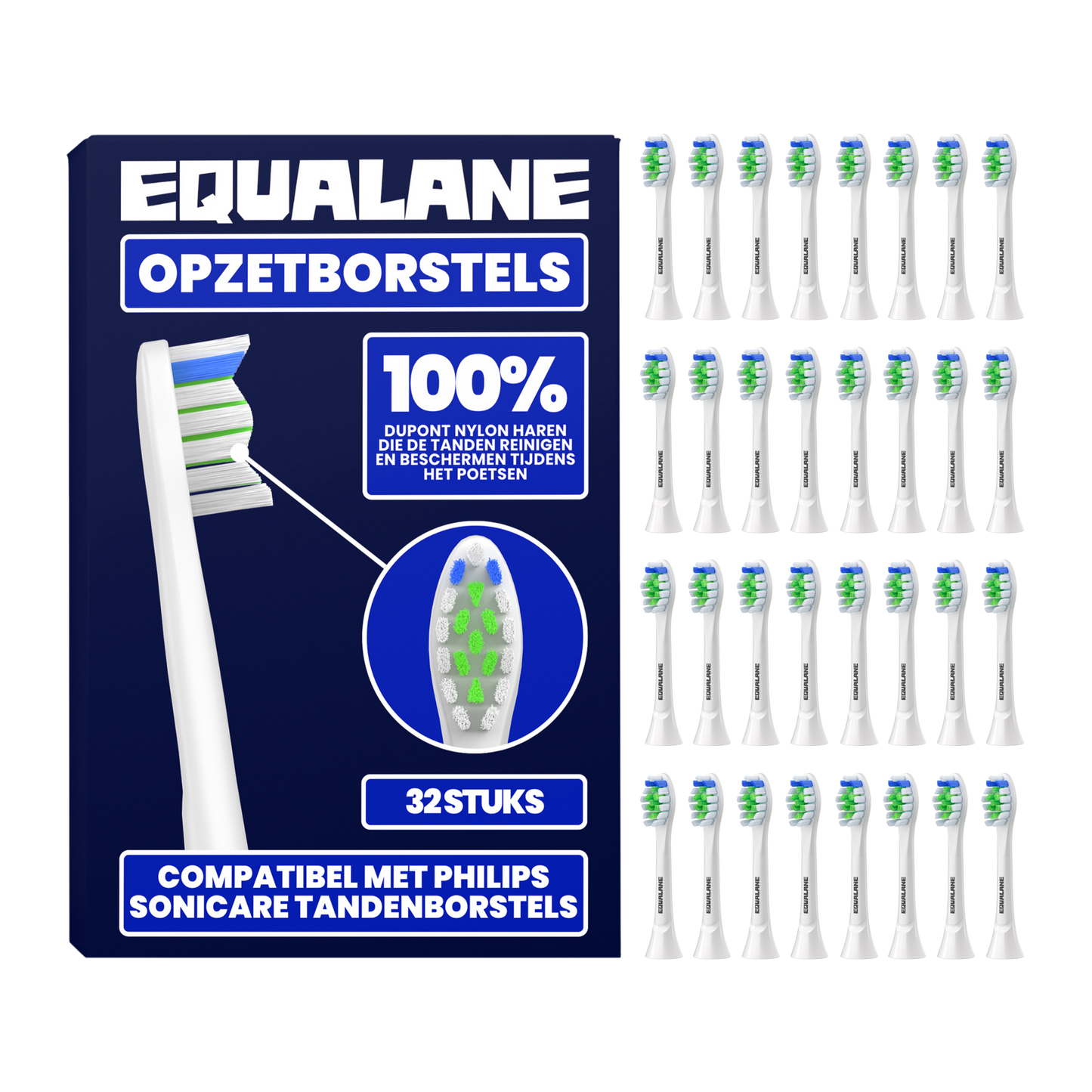 Opzetborstels geschikt voor Philips Sonicare - Normale Borstelharen - Wit - 32 Stuks