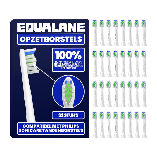 Opzetborstels geschikt voor Philips Sonicare - Normale Borstelharen - Wit - 32 Stuks