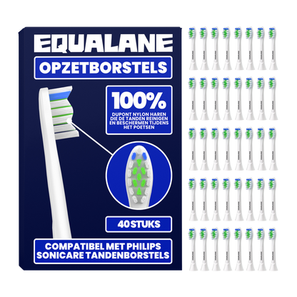 Opzetborstels geschikt voor Philips Sonicare - Normale Borstelharen - Wit - 40 Stuks