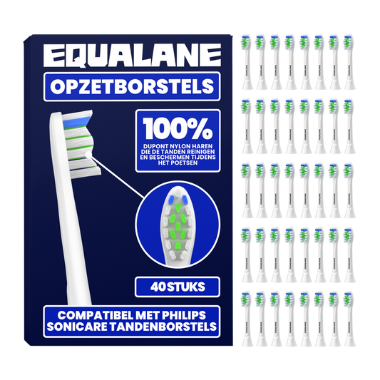 Opzetborstels geschikt voor Philips Sonicare - Normale Borstelharen - Wit - 40 Stuks