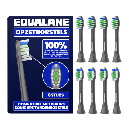 Opzetborstels geschikt voor Philips Sonicare - Normale Borstelharen - Zwart - 8 Stuks